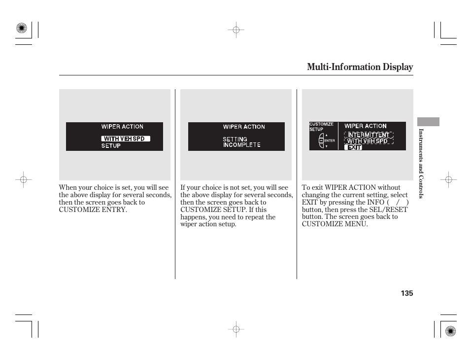 Multi-information display | Acura 2011 RL User Manual | Page 141 / 562