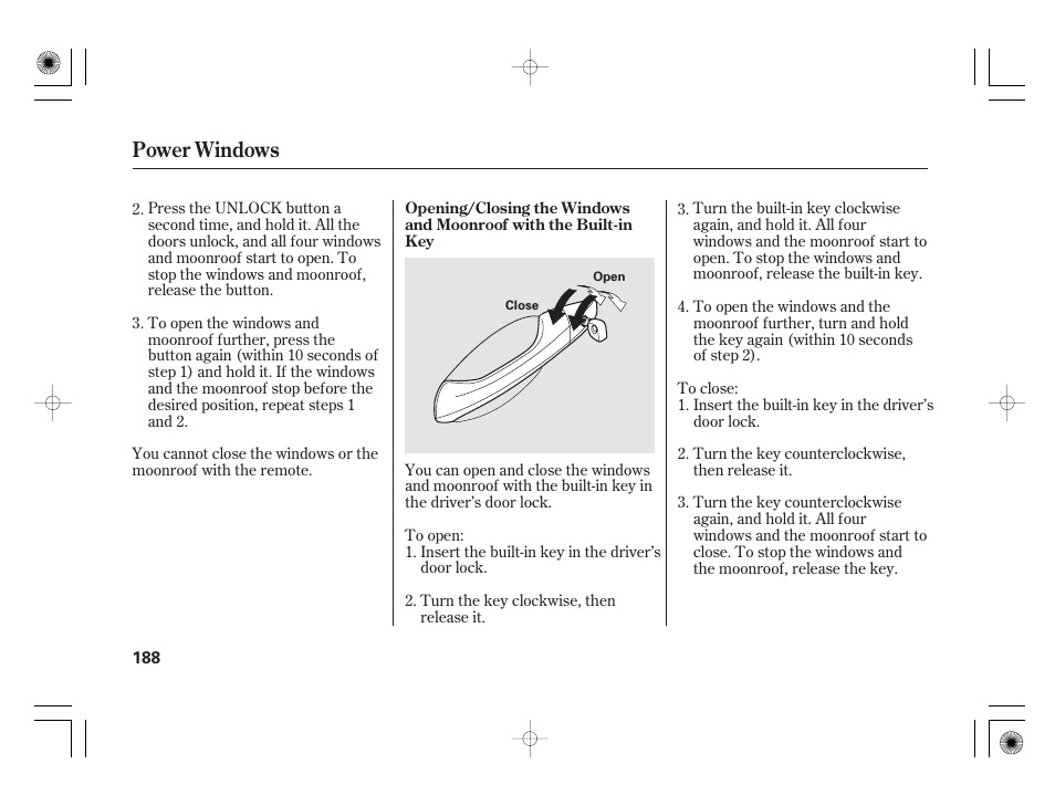 Power windows | Acura 2011 RL User Manual | Page 194 / 562