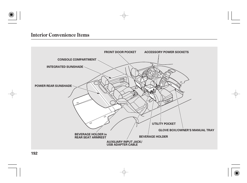 Interior convenience items | Acura 2011 RL User Manual | Page 198 / 562