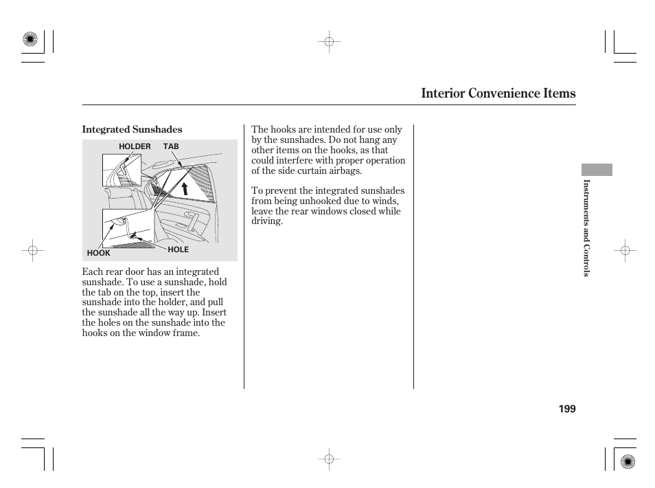 Interior convenience items | Acura 2011 RL User Manual | Page 205 / 562