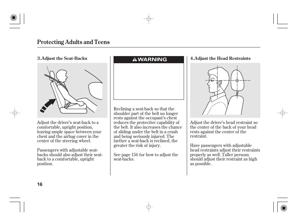 Protecting adults and teens | Acura 2011 RL User Manual | Page 22 / 562