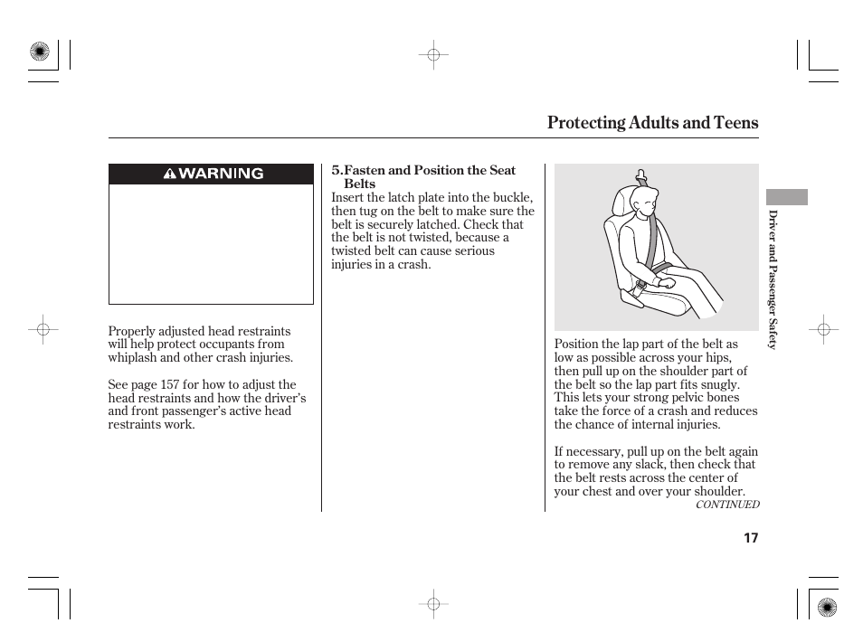 Protecting adults and teens | Acura 2011 RL User Manual | Page 23 / 562