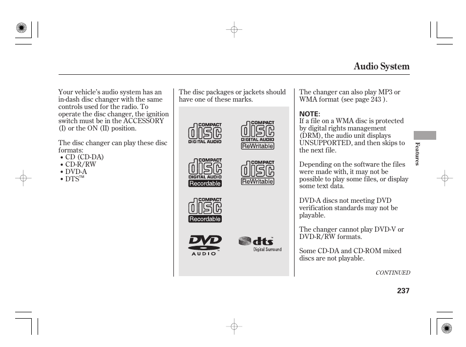 Audio system | Acura 2011 RL User Manual | Page 243 / 562