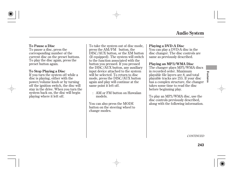 Audio system | Acura 2011 RL User Manual | Page 249 / 562