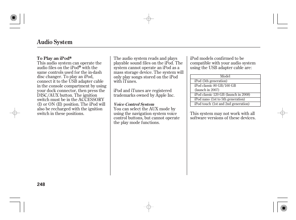 Audio system | Acura 2011 RL User Manual | Page 254 / 562