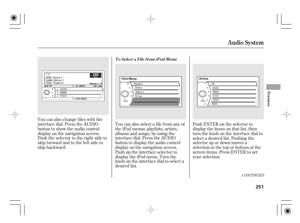 Audio system | Acura 2011 RL User Manual | Page 257 / 562