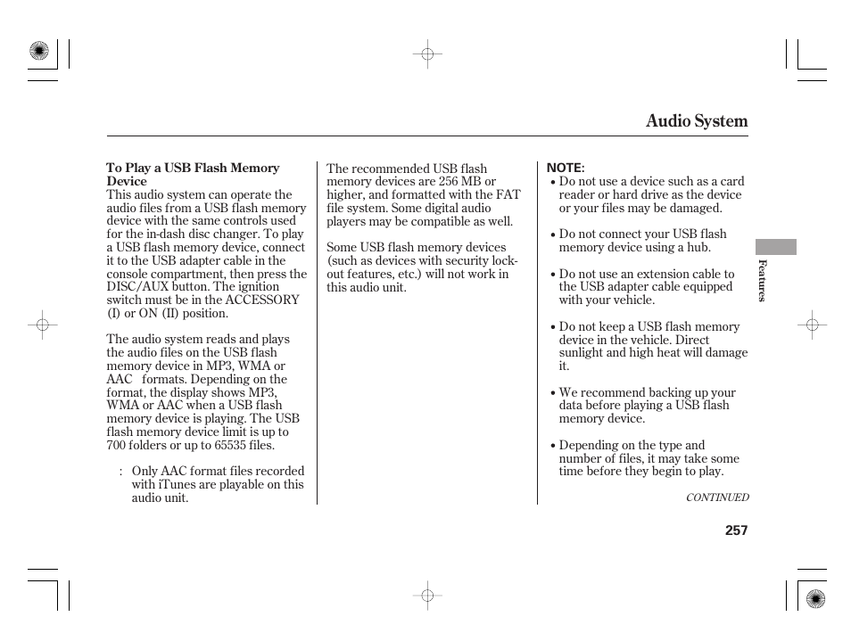 Audio system | Acura 2011 RL User Manual | Page 263 / 562