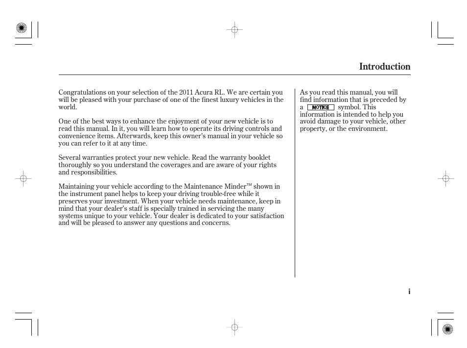 Introduction | Acura 2011 RL User Manual | Page 3 / 562