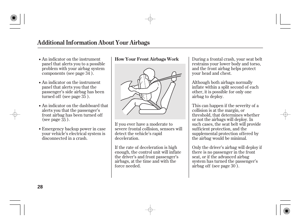 Additional information about your airbags | Acura 2011 RL User Manual | Page 34 / 562