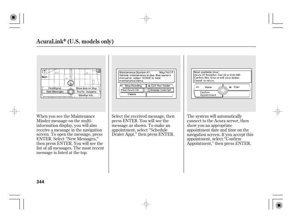 Acuralink (u.s. models only) | Acura 2011 RL User Manual | Page 350 / 562