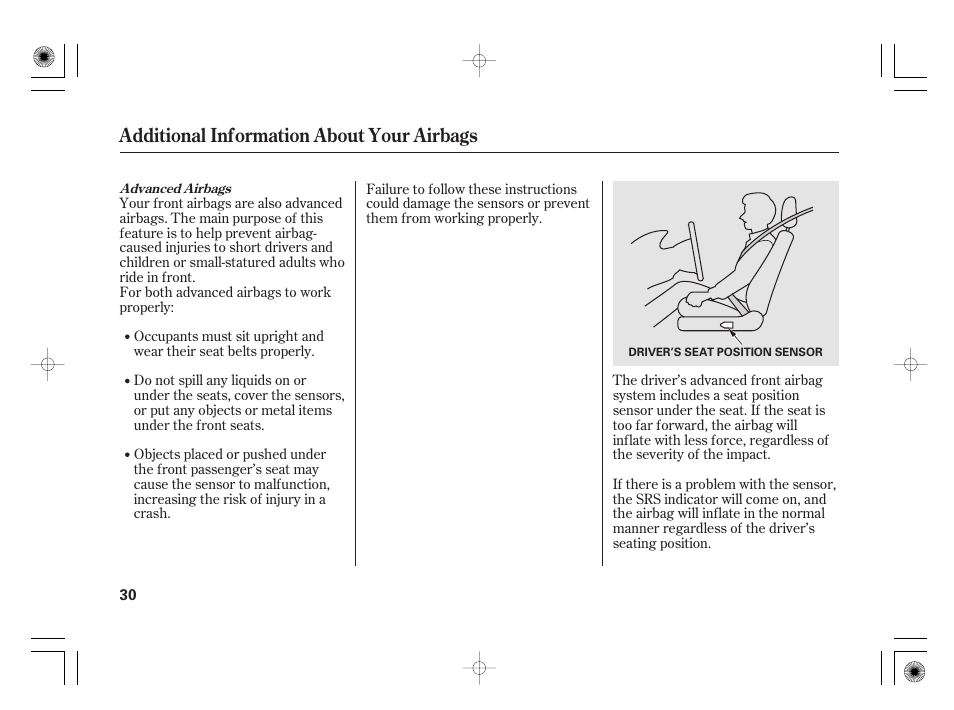 Additional information about your airbags | Acura 2011 RL User Manual | Page 36 / 562