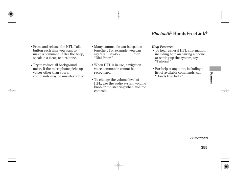 Handsfreelink, Bluetooth | Acura 2011 RL User Manual | Page 361 / 562