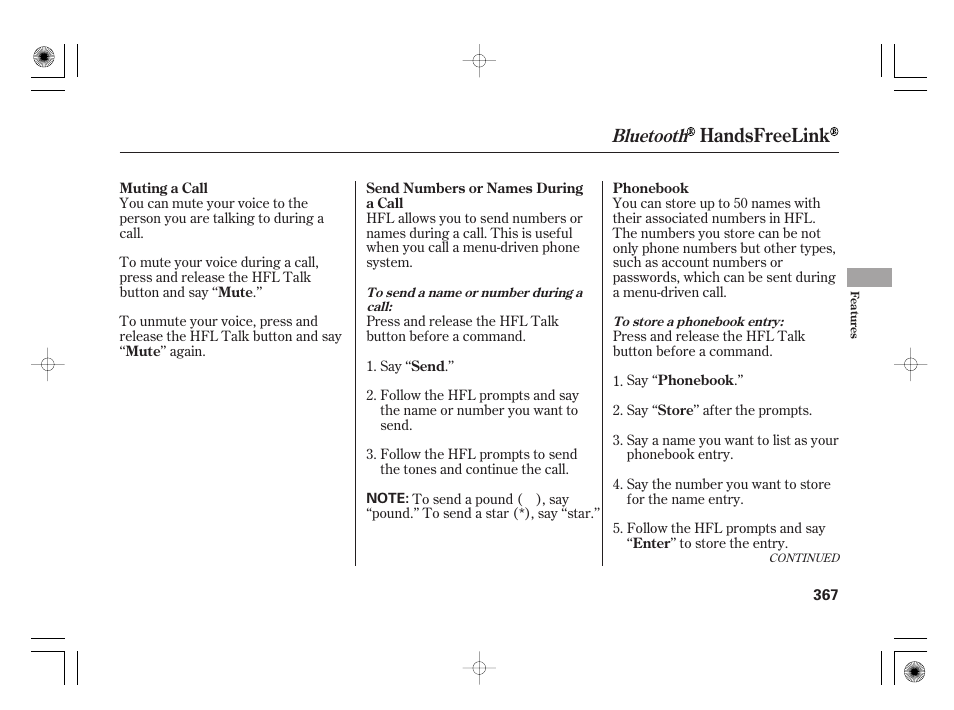 Handsfreelink, Bluetooth | Acura 2011 RL User Manual | Page 373 / 562