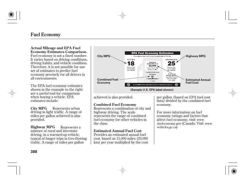 Fuel economy | Acura 2011 RL User Manual | Page 394 / 562