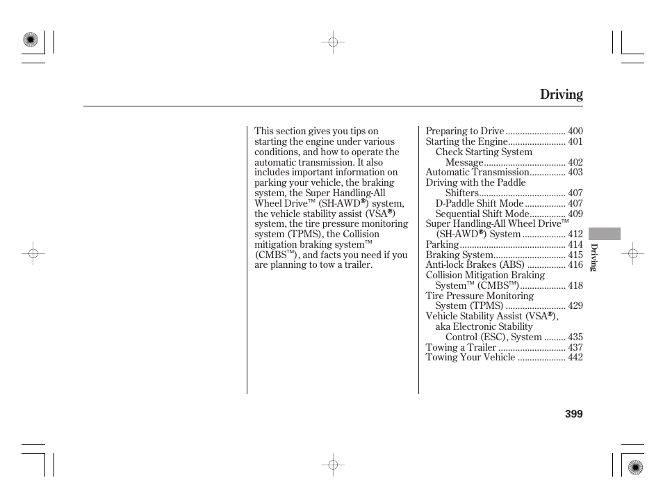 Driving | Acura 2011 RL User Manual | Page 405 / 562