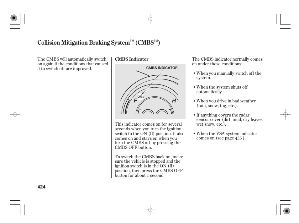 Collision mitigation braking system (cmbs ) | Acura 2011 RL User Manual | Page 430 / 562