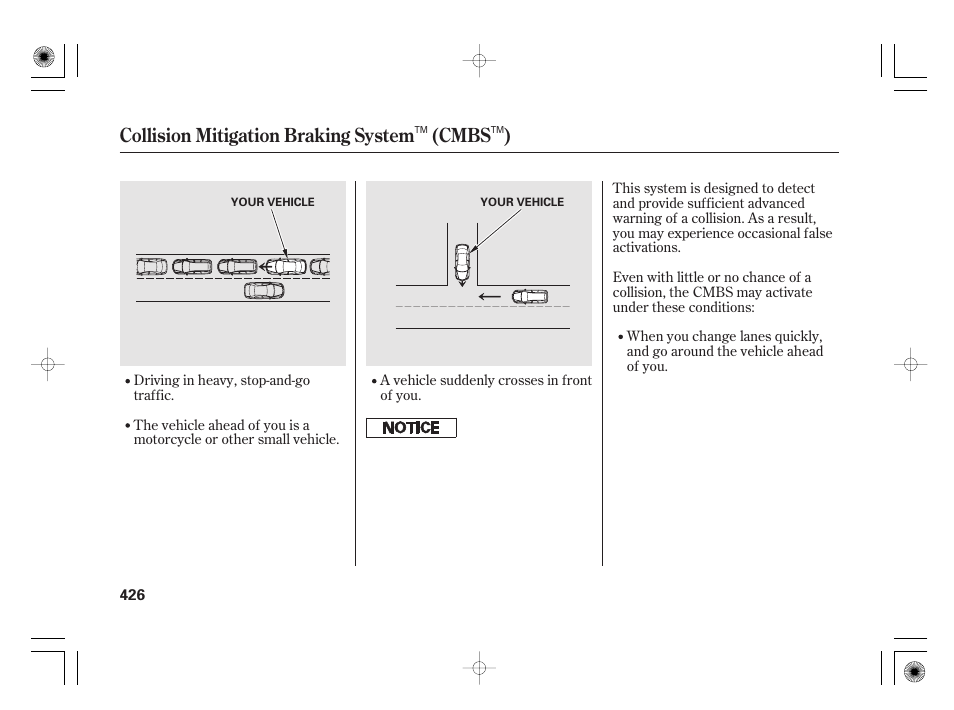 Collision mitigation braking system (cmbs ) | Acura 2011 RL User Manual | Page 432 / 562