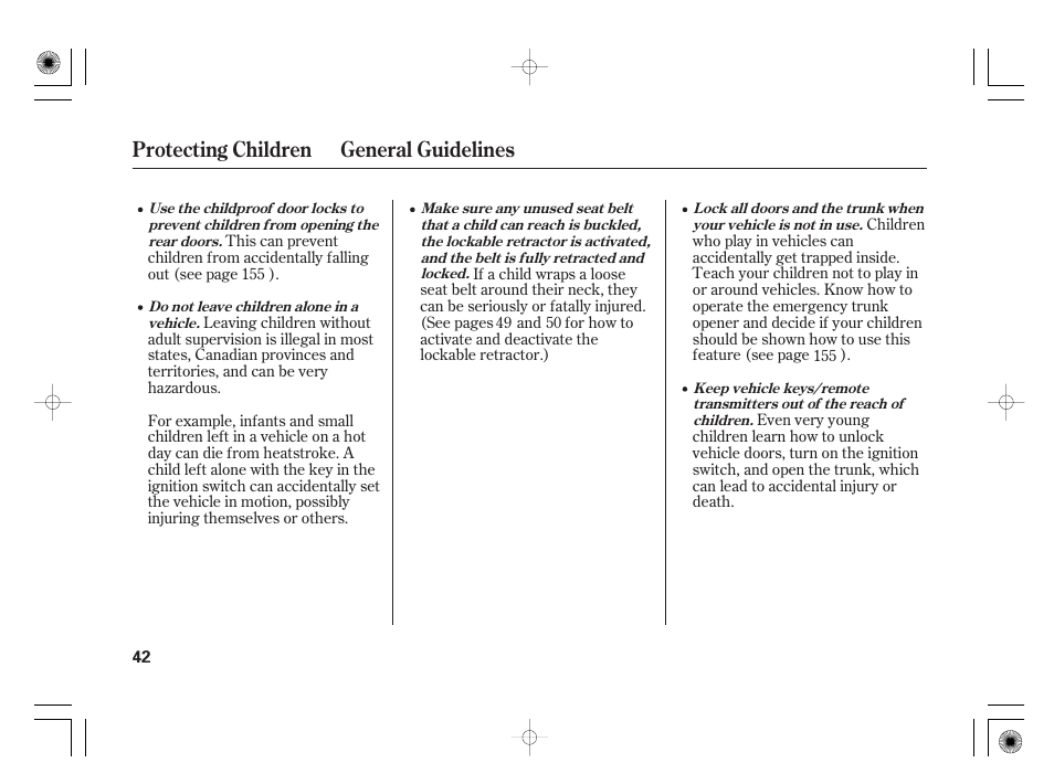 Protecting children general guidelines | Acura 2011 RL User Manual | Page 48 / 562