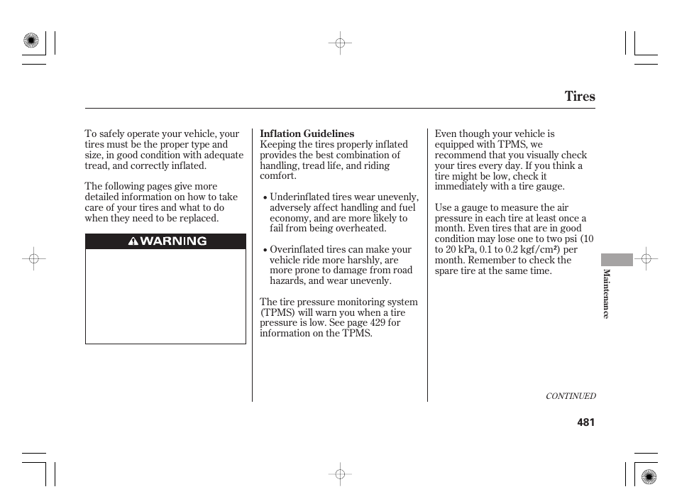 Tires | Acura 2011 RL User Manual | Page 487 / 562