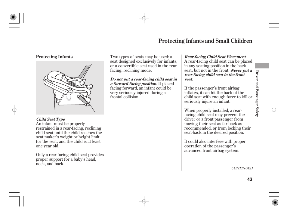 Protecting infants and small children | Acura 2011 RL User Manual | Page 49 / 562