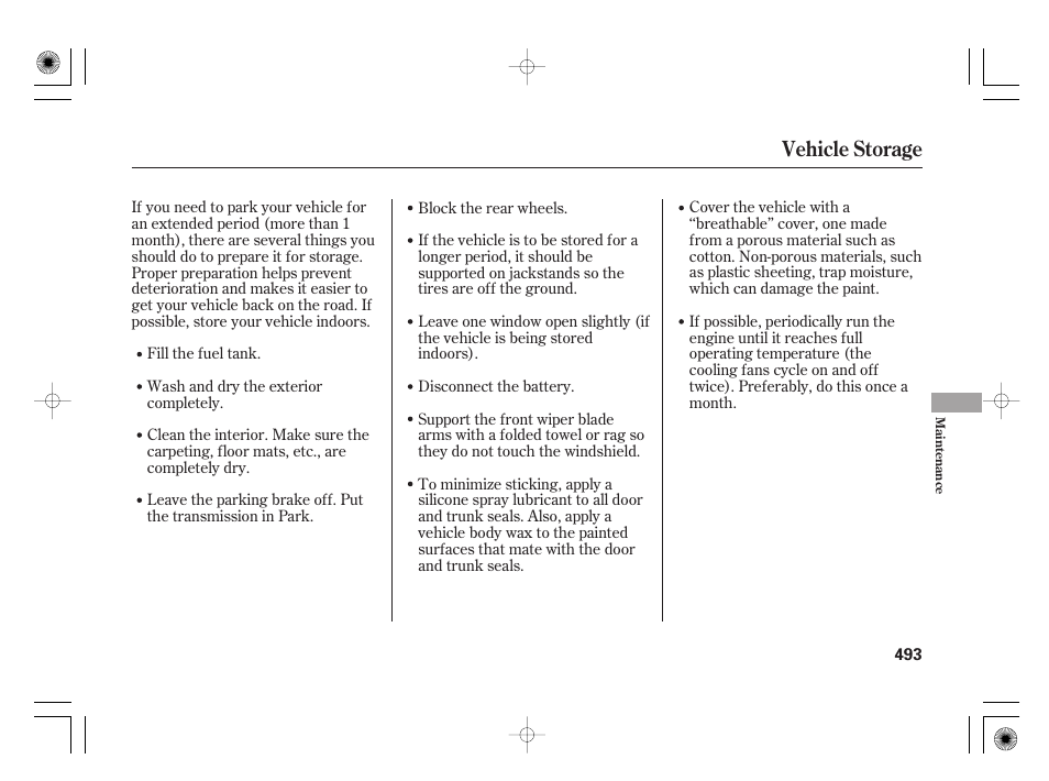 Vehicle storage | Acura 2011 RL User Manual | Page 499 / 562