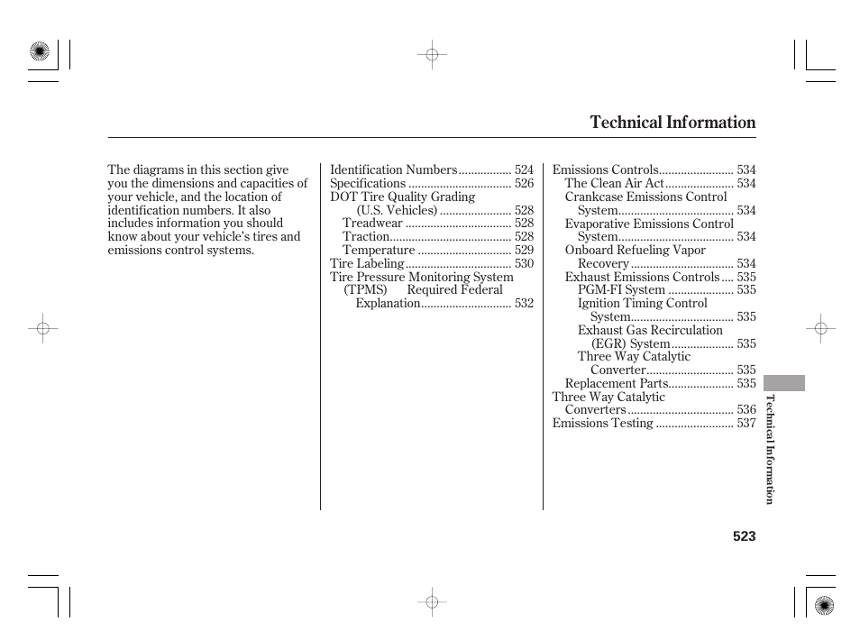 Technical information | Acura 2011 RL User Manual | Page 529 / 562