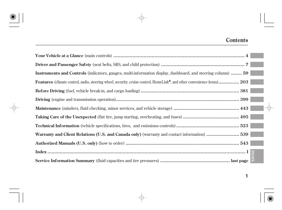 Acura 2011 RL User Manual | Page 7 / 562