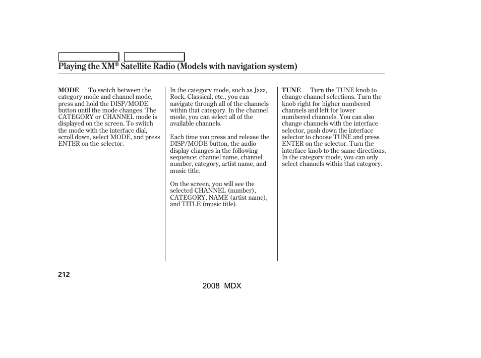 Acura 2008 MDX User Manual | Page 216 / 489
