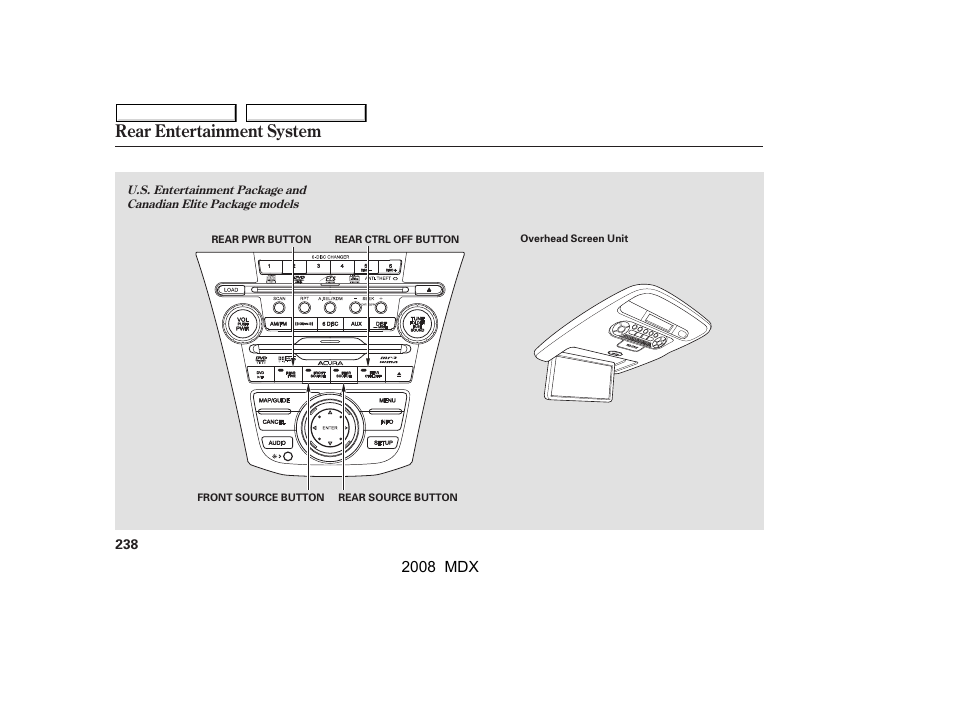 Rear entertainment system, 2008 mdx | Acura 2008 MDX User Manual | Page 242 / 489