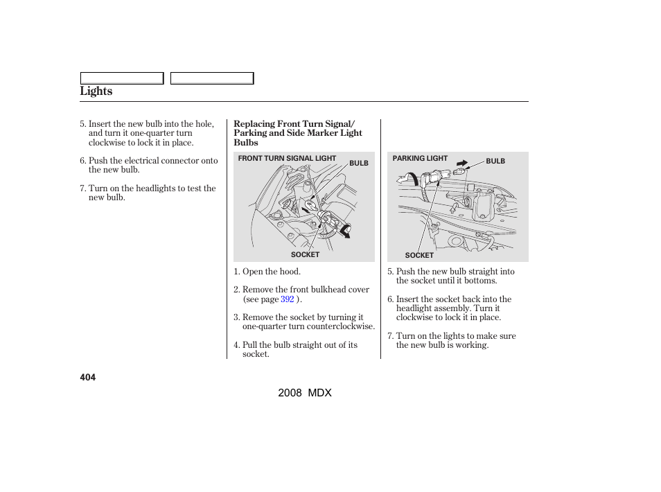 Lights | Acura 2008 MDX User Manual | Page 408 / 489