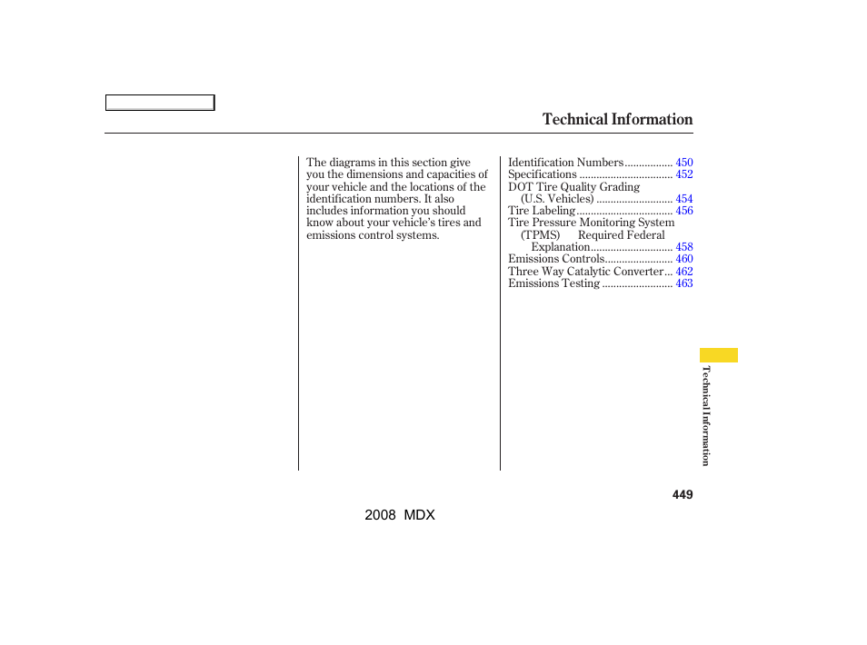 Technical information | Acura 2008 MDX User Manual | Page 453 / 489