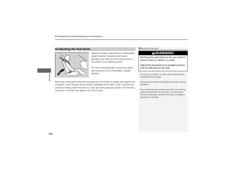 Warning | Acura 2012 ZDX User Manual | Page 146 / 370