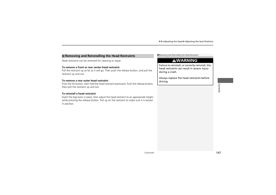 Warning | Acura 2012 ZDX User Manual | Page 149 / 370