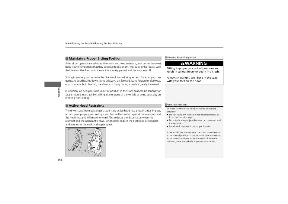 Warning | Acura 2012 ZDX User Manual | Page 150 / 370