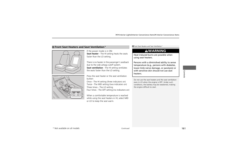 Warning | Acura 2012 ZDX User Manual | Page 163 / 370