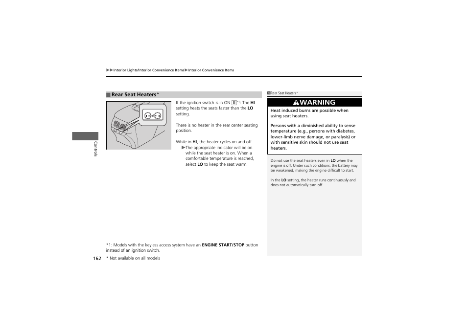 Warning | Acura 2012 ZDX User Manual | Page 164 / 370