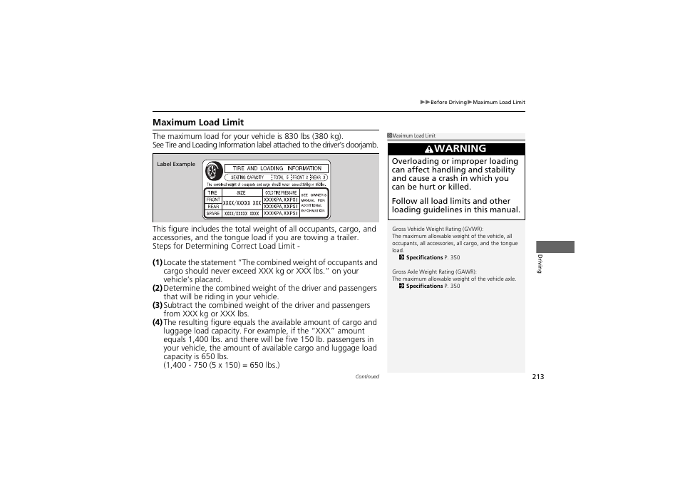 Warning | Acura 2012 ZDX User Manual | Page 215 / 370