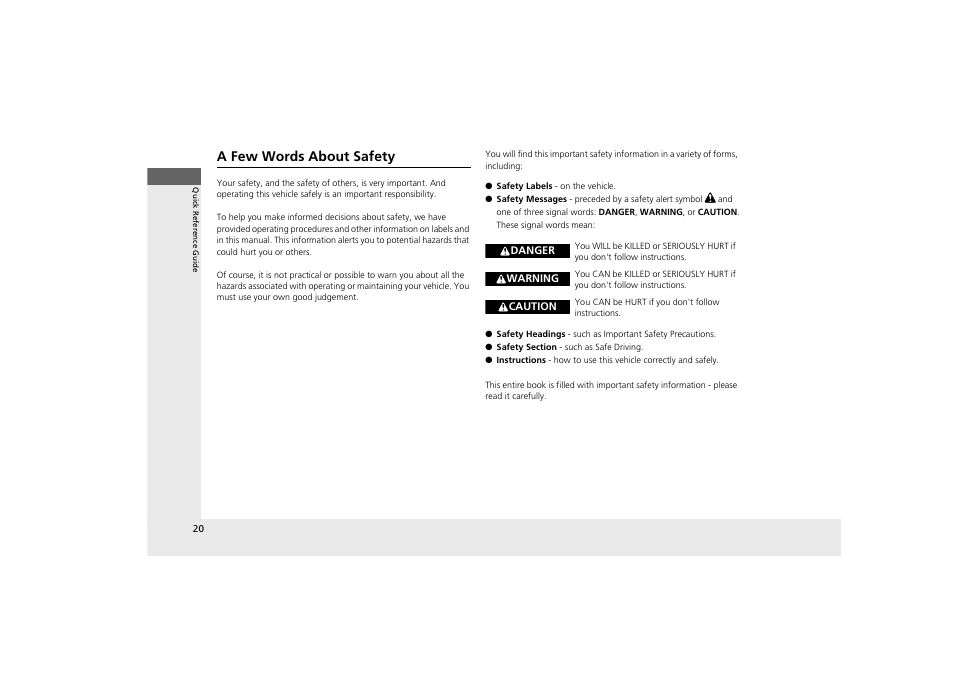 A few words about safety | Acura 2012 ZDX User Manual | Page 22 / 370