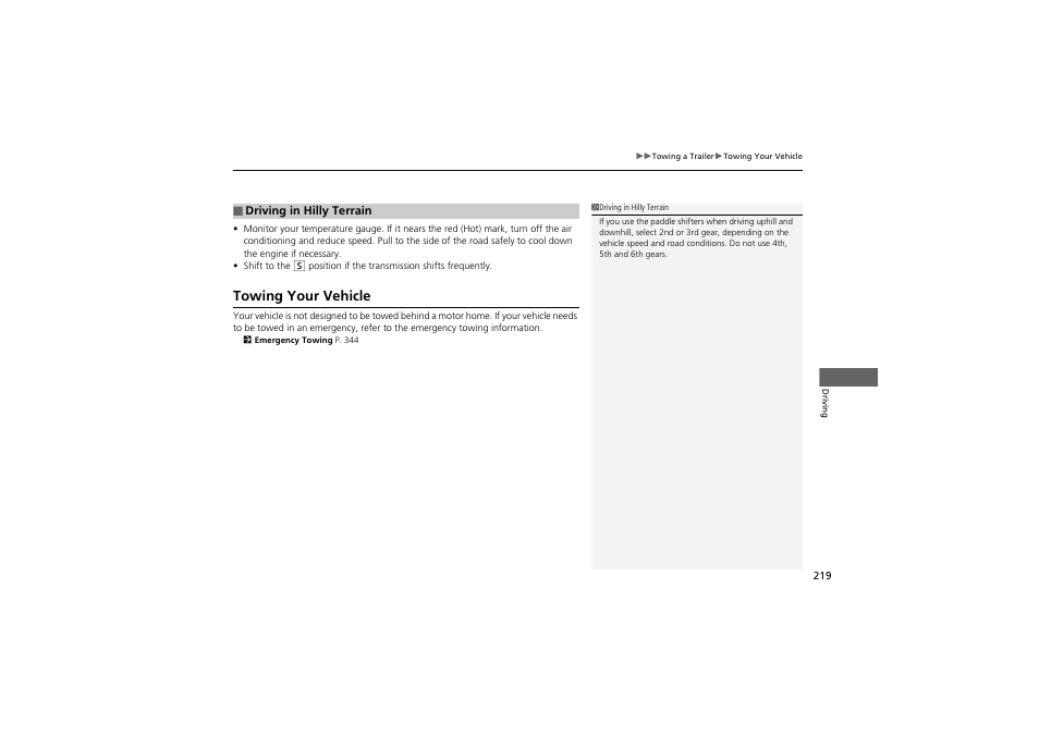 Towing your vehicle | Acura 2012 ZDX User Manual | Page 221 / 370