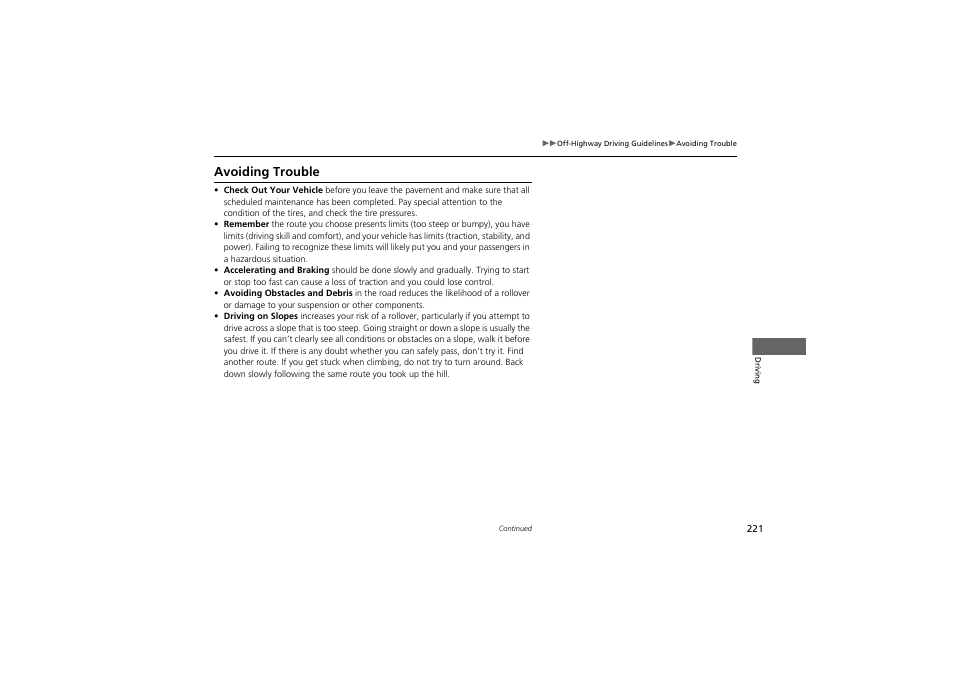 Avoiding trouble | Acura 2012 ZDX User Manual | Page 223 / 370