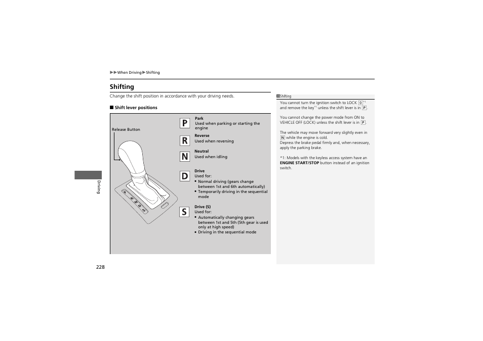 Shifting | Acura 2012 ZDX User Manual | Page 230 / 370