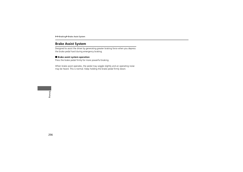 Brake assist system | Acura 2012 ZDX User Manual | Page 258 / 370
