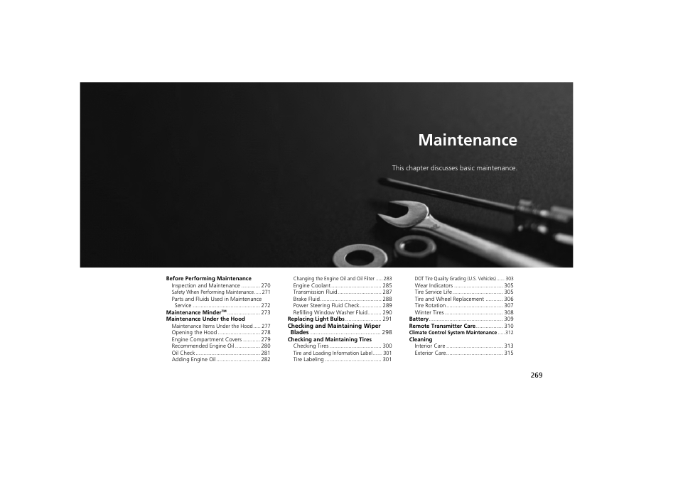 Maintenance | Acura 2012 ZDX User Manual | Page 271 / 370