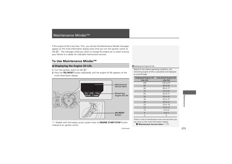 Maintenance minder | Acura 2012 ZDX User Manual | Page 275 / 370