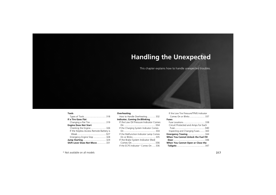 Handling the unexpected | Acura 2012 ZDX User Manual | Page 319 / 370
