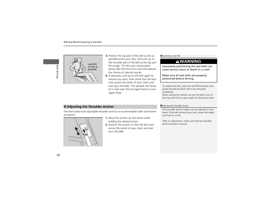 Warning | Acura 2012 ZDX User Manual | Page 34 / 370