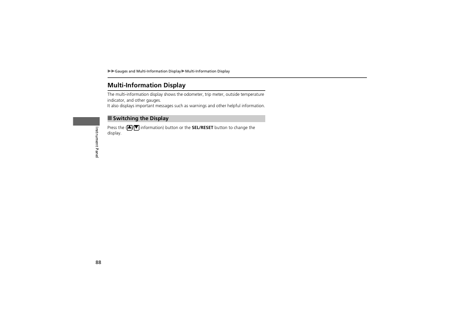 Multi-information display | Acura 2012 ZDX User Manual | Page 90 / 370