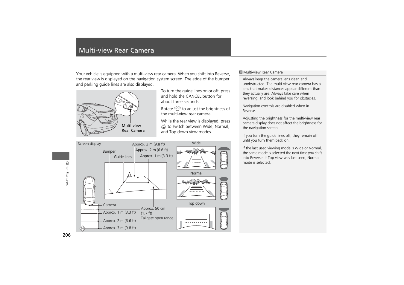 Multi-view rear camera 206, Multi-view rear camera, P206) | Acura 2013 ZDX Navigation User Manual | Page 208 / 251