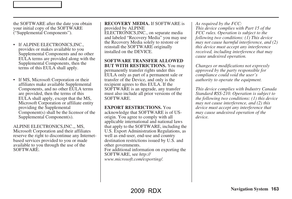 2009 rdx | Acura 2009 RDX Navigation User Manual | Page 163 / 163