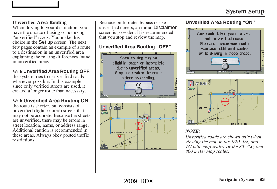 System setup, 2009 rdx | Acura 2009 RDX Navigation User Manual | Page 93 / 163